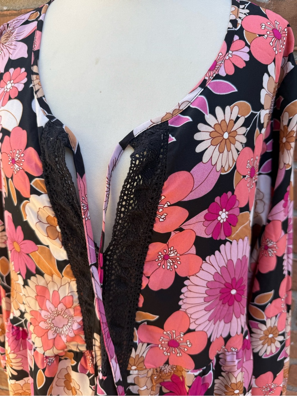 Rustty Dustty floral Boho Tunic Dress with long sleeves. - Picture 3 of 6